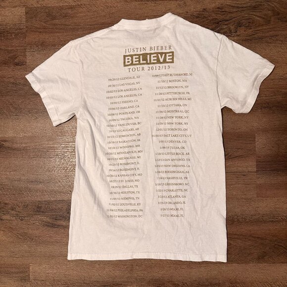 Justin Bieber Believe Tour Short Sleeve Small White Cotton Graphic T Shirt - Picture 2 of 7